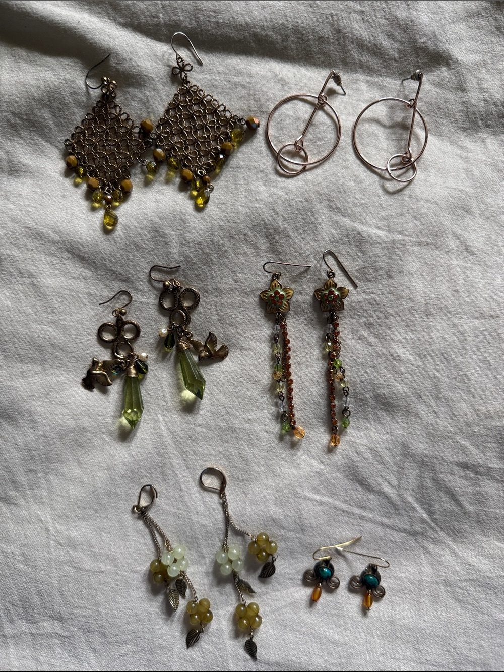 Mixed Green and Gold Women's Fashion Earring Set
